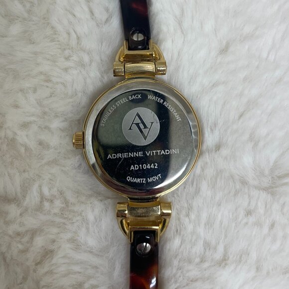 NWOT Beautiful Adrienne Vittadini Woman's Watch 8" Two-toned Gold/Tortoiseshell - Picture 4 of 7